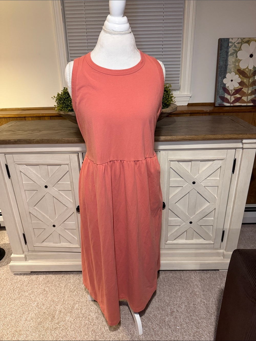 a new day Sleeveless Coral-Pink Midi Dress